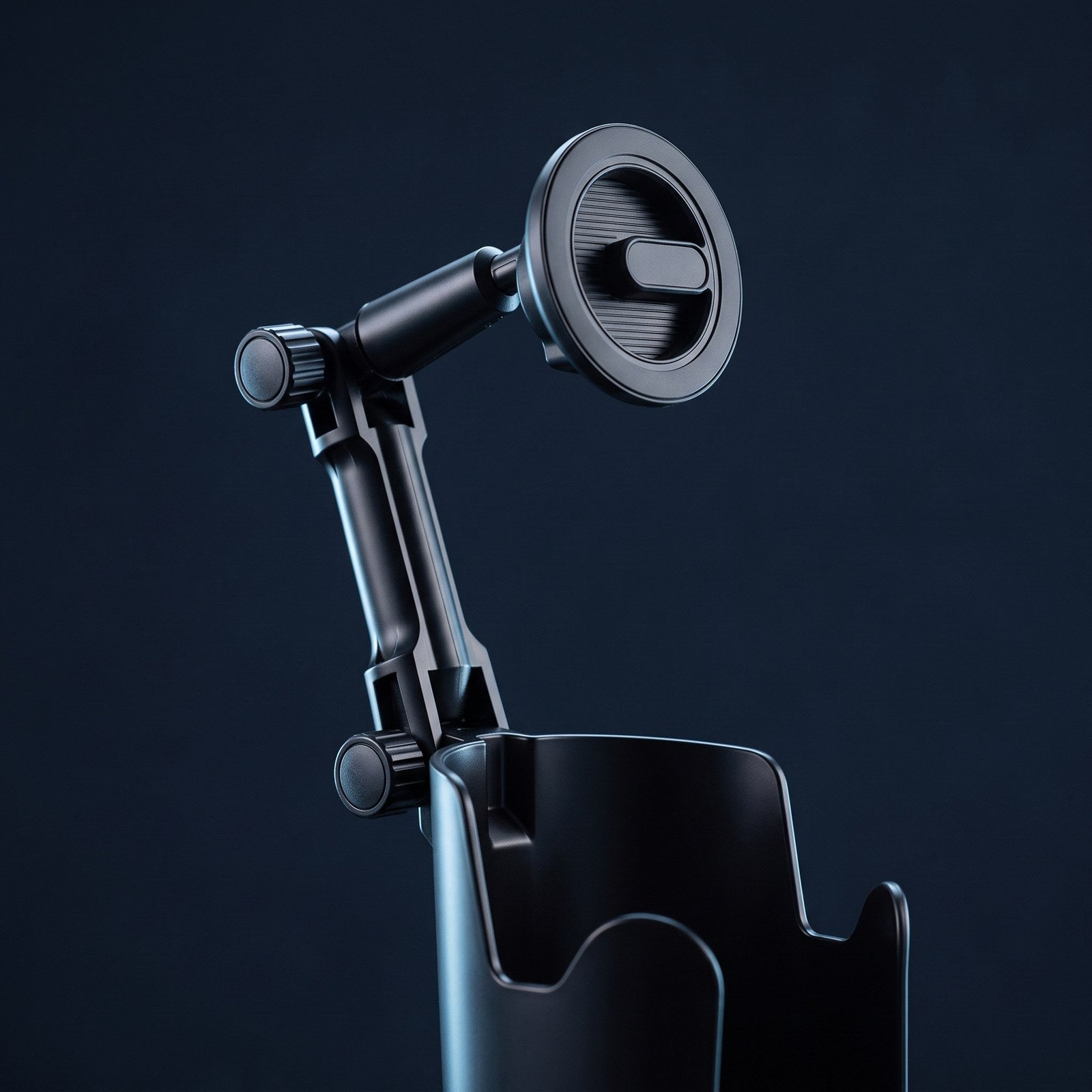 Black RoadMate cup holder phone mount
