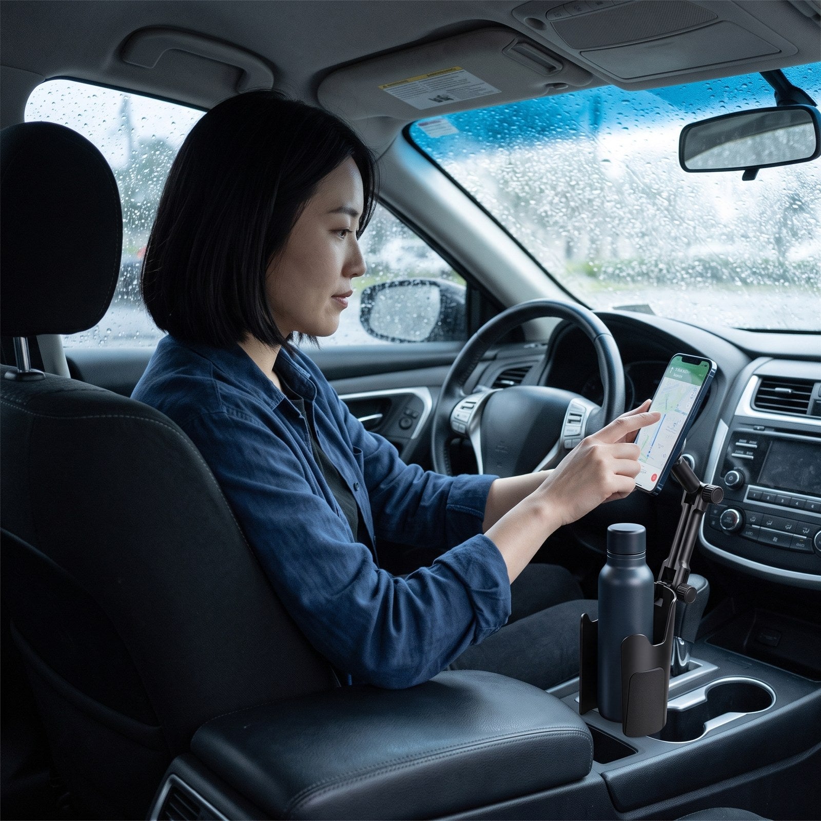 RoadMate phone mount in an everyday parked-car setup 10